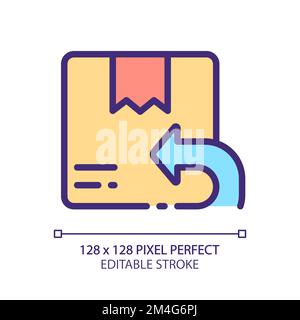 Return parcel pixel perfect RGB color icon Stock Vector