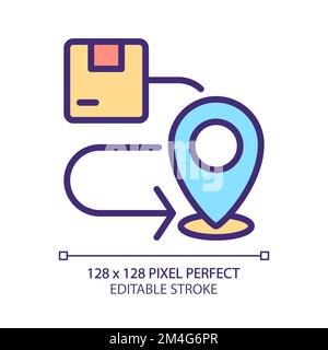 Delivery route pixel perfect RGB color icon Stock Vector