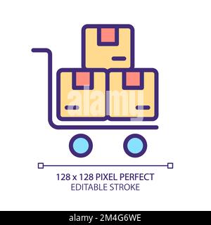 Delivery cart pixel perfect RGB color icon Stock Vector