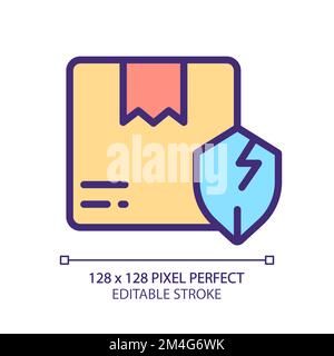 Unprotected parcel pixel perfect RGB color icon Stock Vector