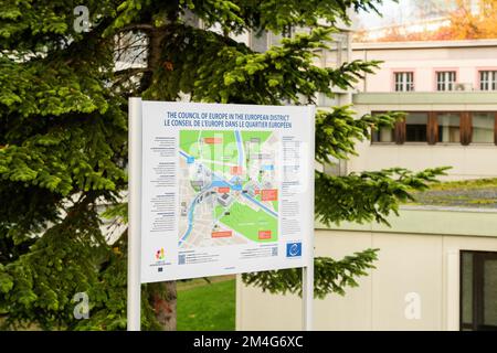 Strasbourg, France - Nov 22, 2022: Street view in the city of Strasbourg on map for The council of Europe in the European district Stock Photo