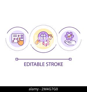 Conduct keyword research loop concept icon Stock Vector