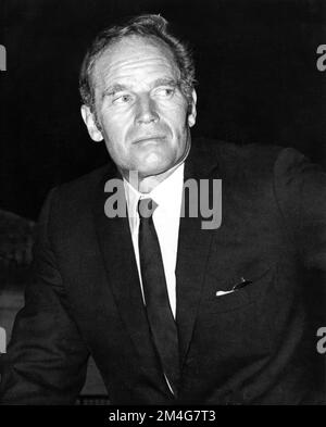 CHARLTON HESTON candid portrait at NFT (National Film Theatre) John Player Lecture in London circa early 1970's Stock Photo