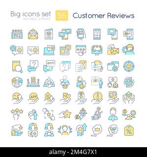 Customer satisfaction feedback RGB color icons set Stock Vector