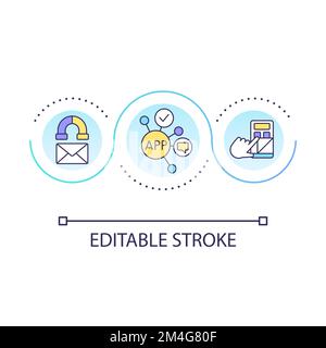 Creating online presence for brand loop concept icon Stock Vector