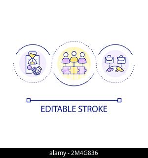 Managing global team with temporary workers loop concept icon Stock Vector