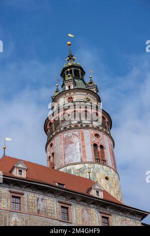 Cesky Krumlov Castle Tower - Cesky Krumlov, Czech Republic Stock Photo