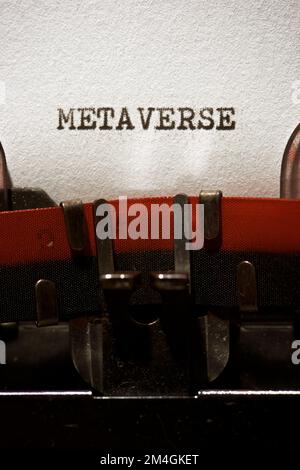 Metaverse word written with a typewriter. Stock Photo