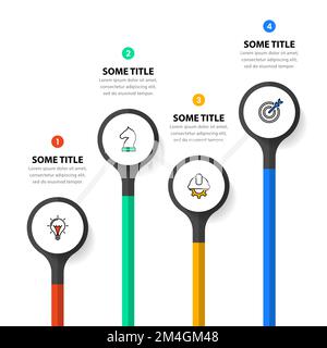 Infographic template with icons and 4 options or steps. Circles. Can be used for workflow layout, diagram, banner, webdesign. Vector illustration Stock Vector