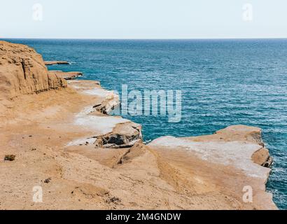Amazing landscape of natural rock formations in the Argentinian sea. Peninsula Valdes, a nature reserve of Chubut province, Argentina Stock Photo