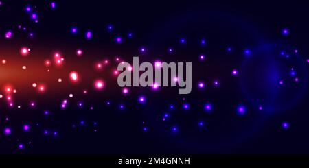 Wonderful abstract background of glitter lights and defocused bokeh. Blinking blue, pink and purple magic sparks, stars on dark background. Neon glow Stock Vector