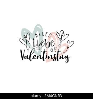 Valentines day german language lettering "Happy Valentines Day", lovely handwriting, great for cards, gift tags Stock Vector