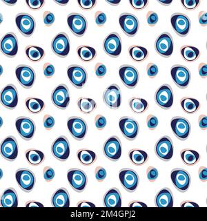 Seamless pattern with eye and beads. Colored vector background. Stock Vector
