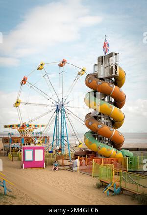 Amusement rides - Cleethorpes Beach,  North East  Lincolnshire, England Stock Photo