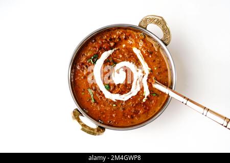 Dal Makhani - Indian black lentil curry isolated on white, selective focus Stock Photo