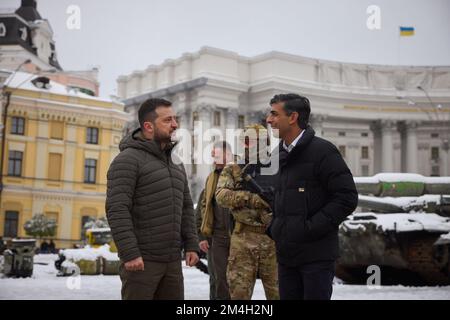 KYIV, UKRAINE - 19 November 2022 - The President of Ukraine Volodymyr Zelenskyy meets with the British Prime Minister Rishi Sunak in Kyiv, Ukraine. It Stock Photo