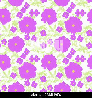Floral seamless pattern design with pink flowers, repeating background for web and print Stock Photo