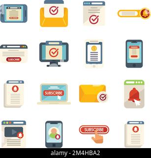 Subscriotion icons set flat vector. Business membership. Model envelope isolated Stock Vector