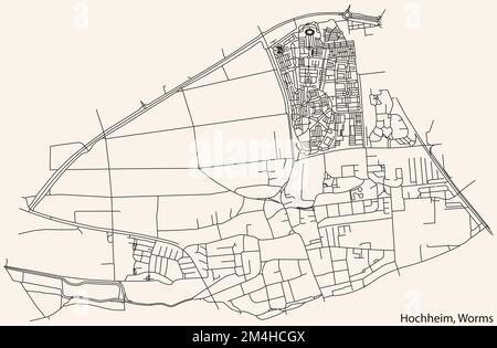 Street roads map of the HOCHHEIM QUARTER, WORMS Stock Vector