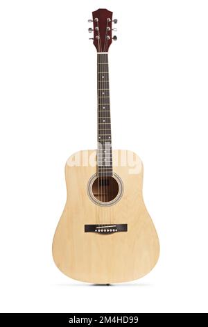 Light color acoustic guitar isolated on white background Stock Photo