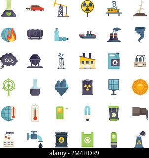 Climate Change And Eco Problem Icons Set Vector Stock Vector Image ...
