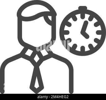 Manager and clock icon. Work hours linear symbol Stock Vector