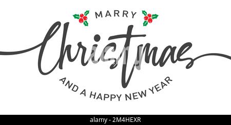 Marry christmas and happy new year lettering design. Christmas poster. Vector illustration Stock Vector