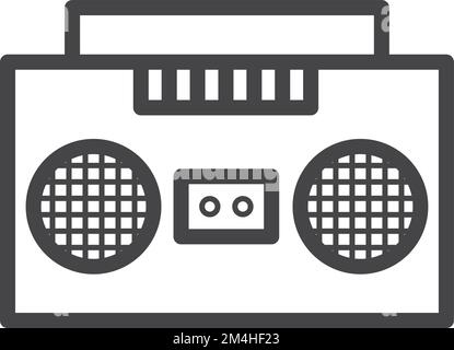 Tape recorder linear icon. Retro boom box Stock Vector