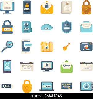 Password recovery icon flat vector. Computer lock. Mail password isolated Stock Vector