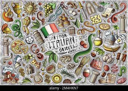 Funny travel objects collection: Funny Pizza Tower on white background ...
