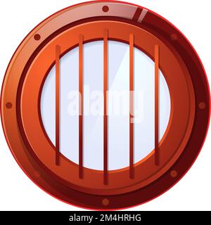 Red metal porthole. Glass frame. Submarine window Stock Vector