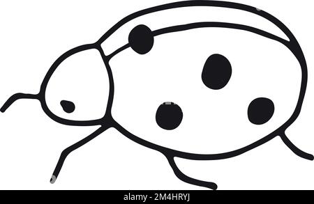 Ladybug doodle. Beetle sketch. Ladybird line drawing Stock Vector