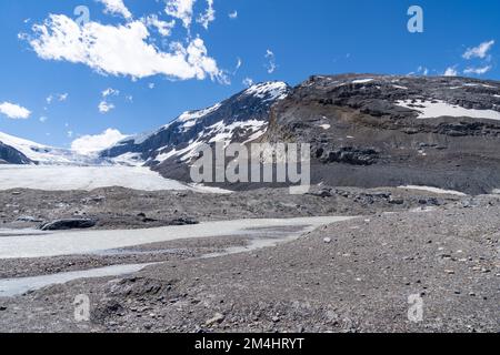 Toe of the Glacier at Athabasca Glacier - Columbia Icefields in Canada Stock Photo