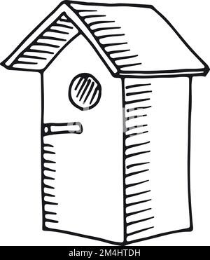Vector Black And White Birdhouse Illustration With Tree Twigs And Chick Vector Black And White Birdhouse Illustration With Tree Twigs And Chick