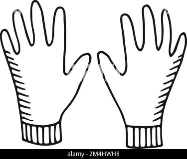 Gloves icon. Gardening hand protection doodle sketch Stock Vector