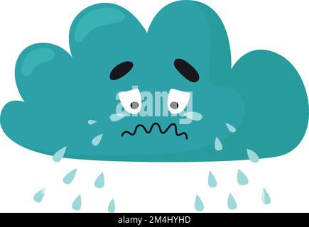 Crying cloud character. Cute kawaii rain weather Stock Vector