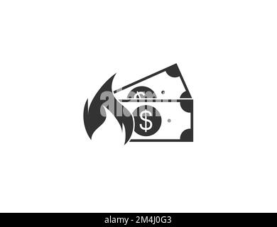 Inflation, money, fire icon. Vector illustration. Stock Vector