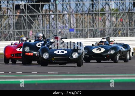 Ollie Crosthwaite, Nick Finburgh, Cooper Monaco T49, MRL Royal Automobile Club Woodcote Trophy & Stirling Moss Trophy, a fifty minute race with a mand Stock Photo
