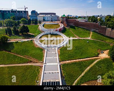Aerial of the Chkalov Stairs, Nizhny Novgorod, Russia Stock Photo