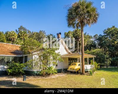 House at Marjorie Kinnan Rawlings Historic State Park an authentic Florida Cracker homestead in Cross Creek Florida USA Stock Photo