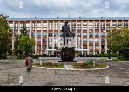 Frying Pan monument, Barnaul, Altai Krai, Russia Stock Photo