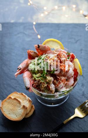 Classic prawn cocktail in the glass Stock Photo