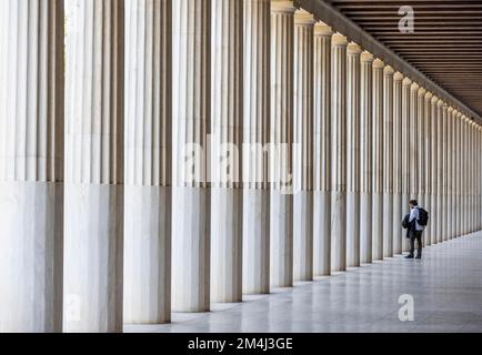 Columns in the Stoa of Attalos, Agora, Athens, Greece Stock Photo