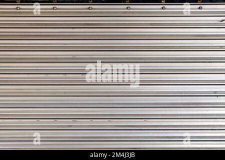 Metallic garage door, close up background texture Stock Photo