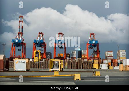 Container Terminal Bremerhaven, Container Port, Bremerhaven, North Sea, Lower Saxony, Germany Stock Photo