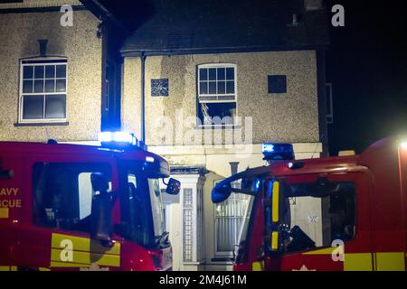 Brentwood, UK. 21st Dec, 2022. Brentwood Essex 21st Dec 2022 House fire on London Road Brentrwood Essex, Essex and London fire brigades in attendance Credit: Ian Davidson/Alamy Live News Stock Photo