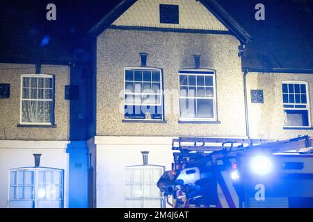 Brentwood, UK. 21st Dec, 2022. Brentwood Essex 21st Dec 2022 House fire on London Road Brentrwood Essex, Essex and London fire brigades in attendance Credit: Ian Davidson/Alamy Live News Stock Photo