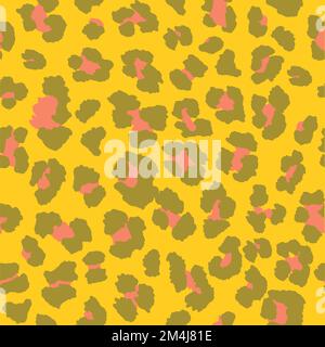 Seamless leopard pattern print in bright yellow, dusty orange and deep brassy gold. Stock Vector