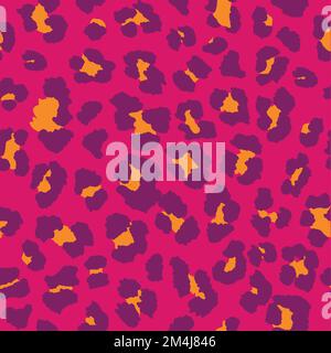 Seamless leopard pattern in pink, purple and gold. Stock Vector