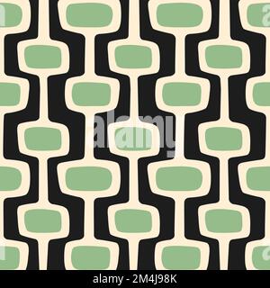 Mid-century modern atomic age background in black, cream and green. Ideal for wallpaper and fabric design. Stock Vector